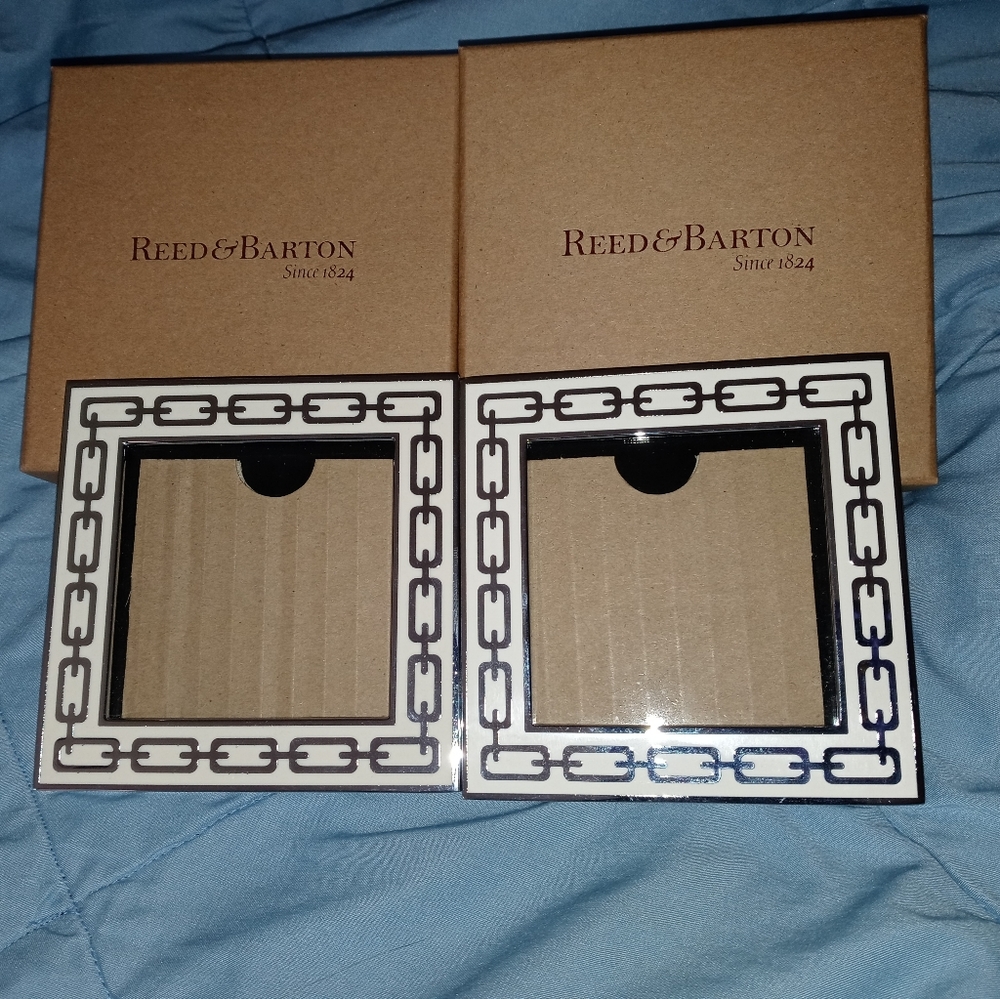 Set of 2 Reed & Barton 3×3 Silver Link Picture Frames